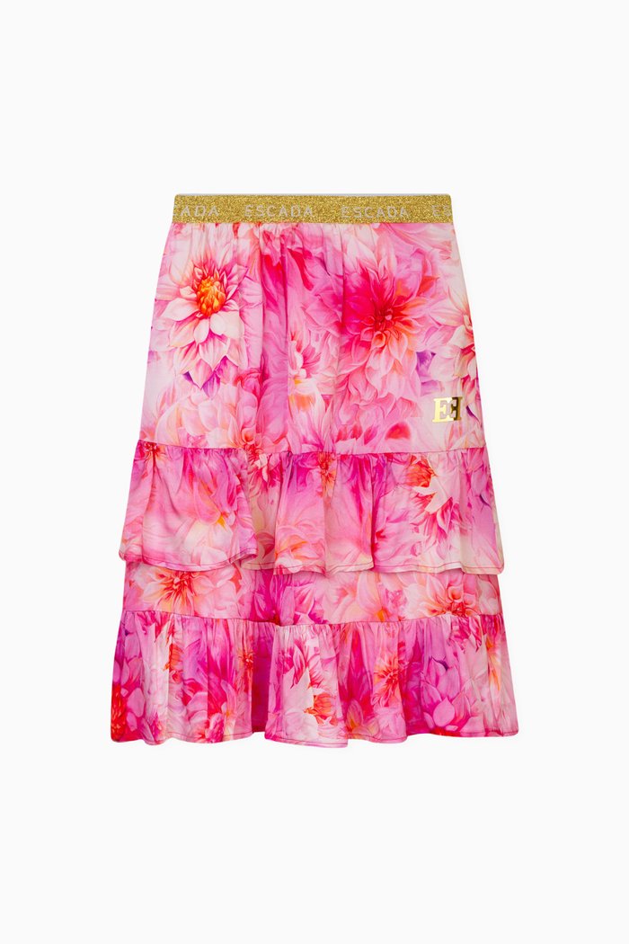 

Floral-print Ruffled Skirt, Pink