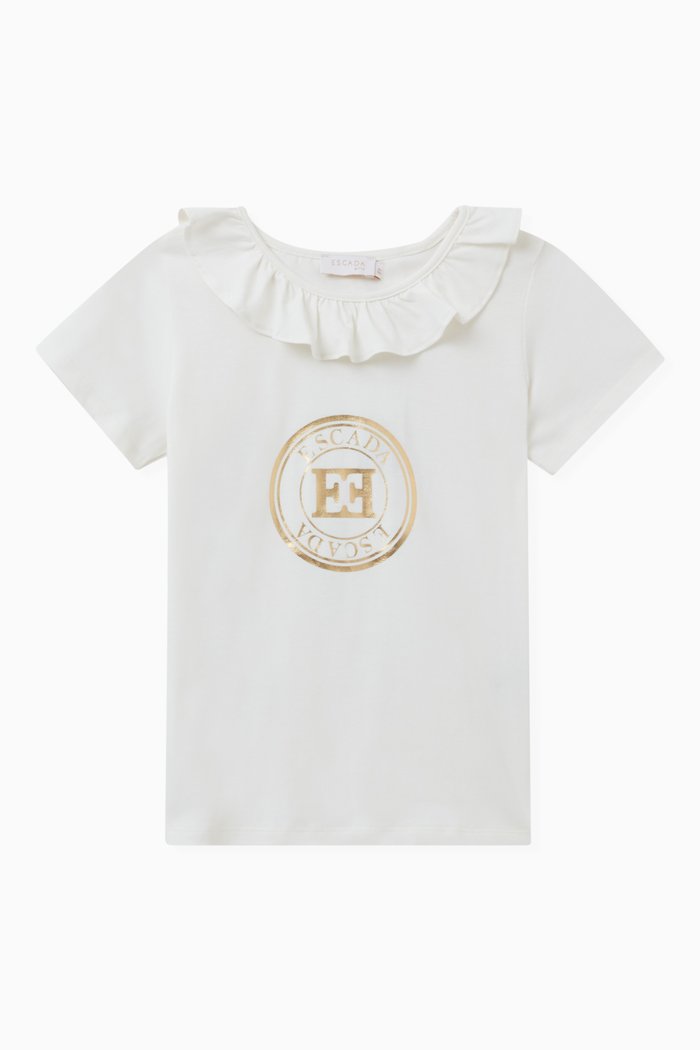

Logo-print Ruffled Top in Cotton-jersey, White