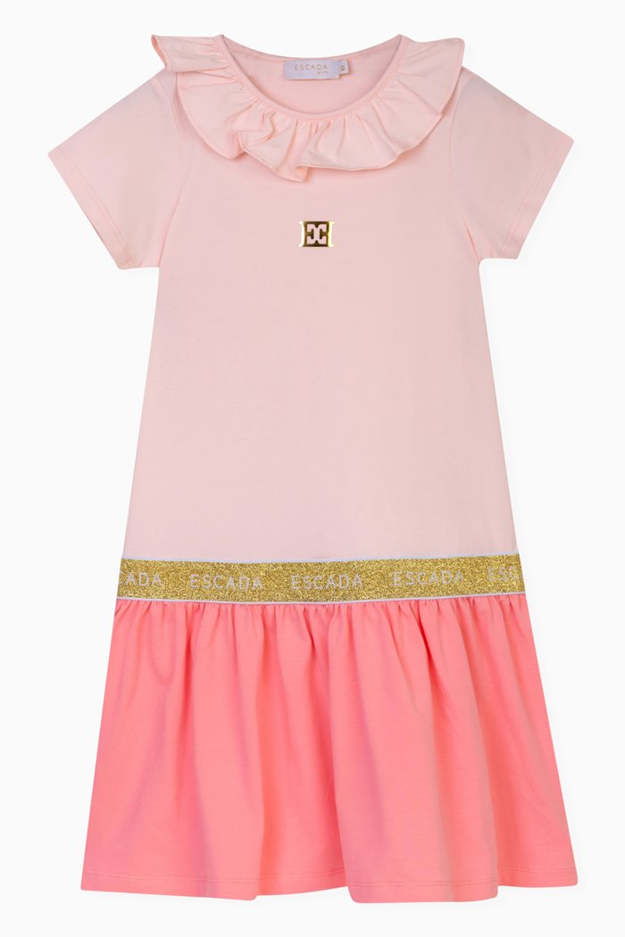

Frilled-collar Logo Dress, Pink