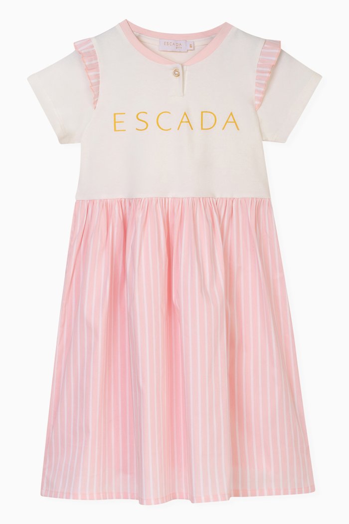 

Striped Logo-print Dress, White