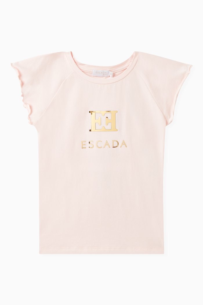 

Metallic Logo-print T-shirt in Cotton, Pink