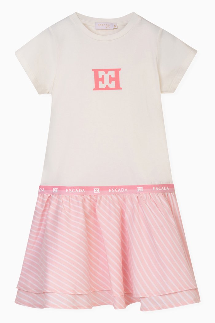 

Striped Logo-print Dress, White