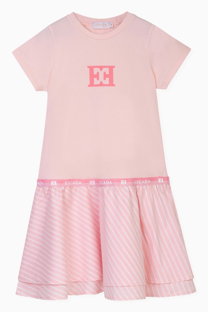 

Striped Logo-print Dress, Pink