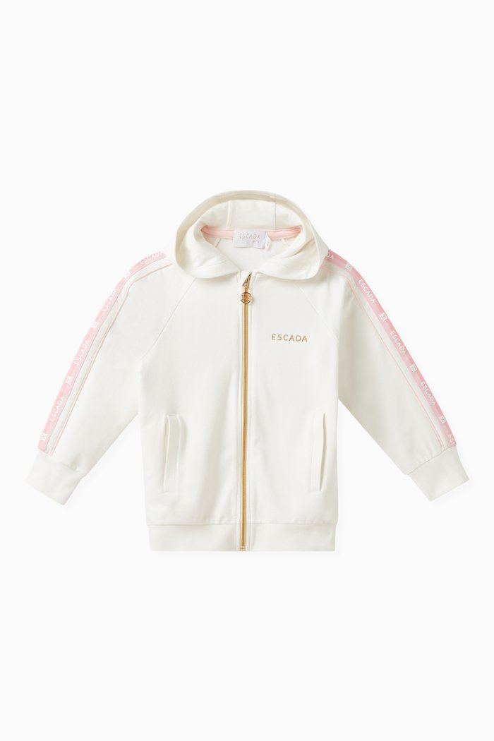 Logo-tape Hoodie in Cotton, White