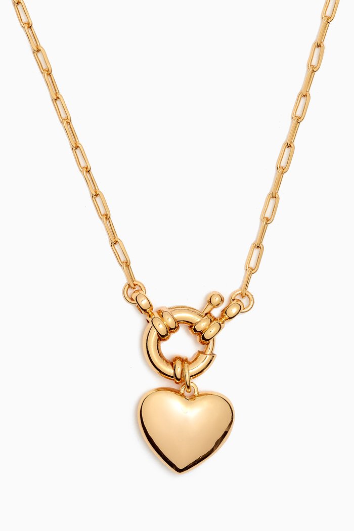

Solid Puffy Heart Paperclip Chain Necklace in 14kt Gold-plated Brass, Yellow