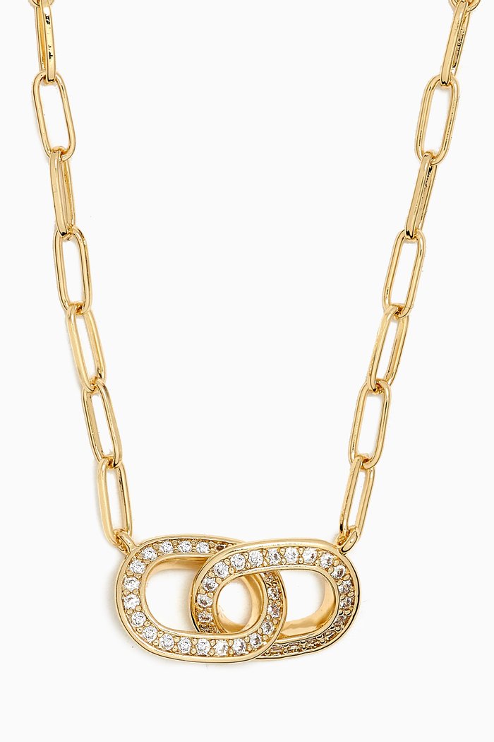 

Pavé Chain-link Necklace in 14kt Gold-plated Brass, Yellow