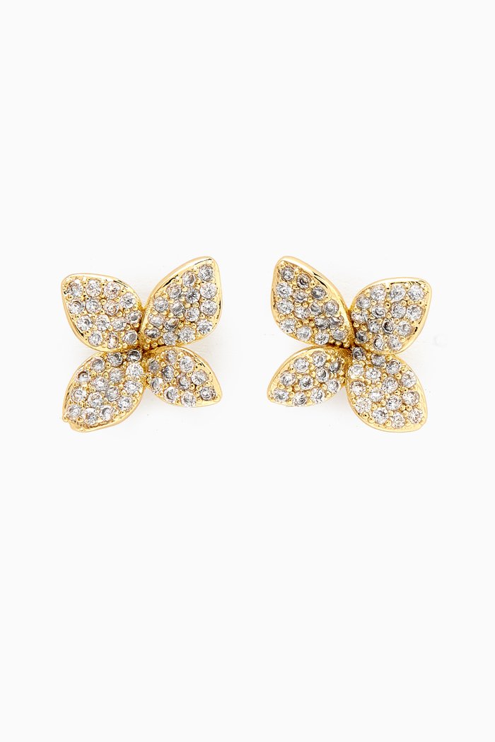 

Pavé Fancy Flower Stud Earrings in 14kt Gold-platedBrass, Yellow