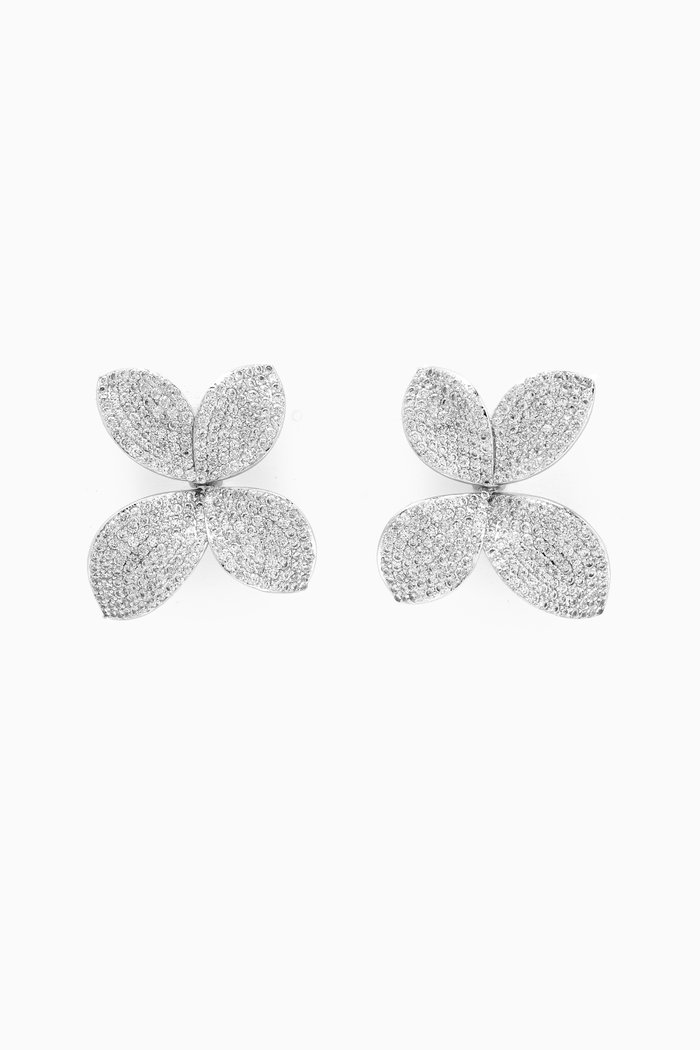 

Pavé Fancy On The Ear Stud Earrings in Brass, Silver