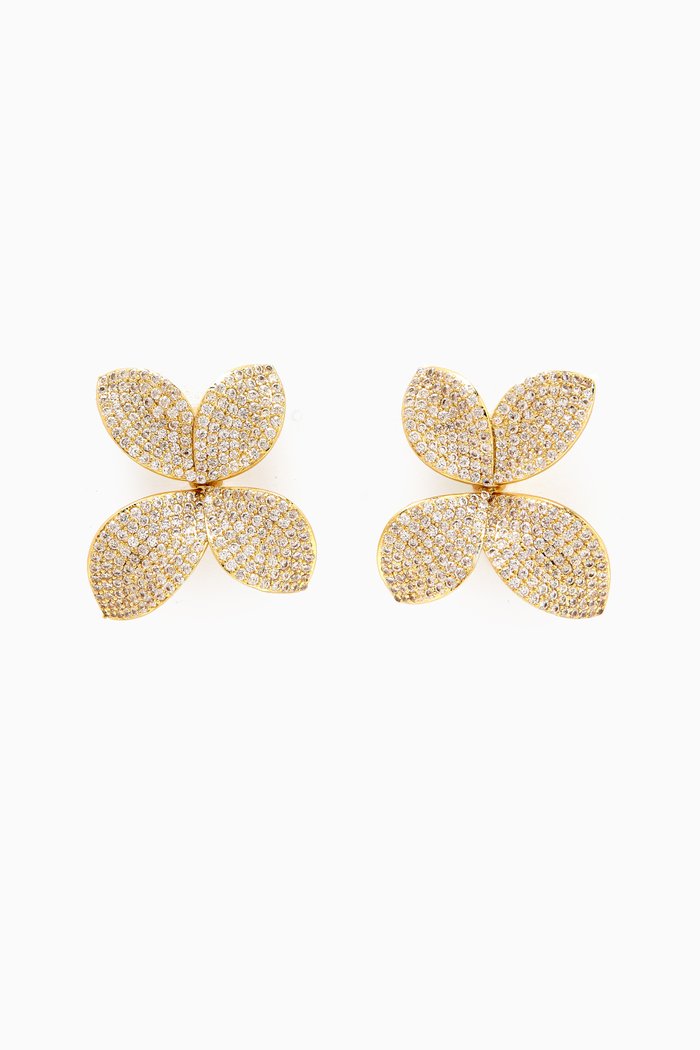 

Pavé Fancy On The Ear Stud Earrings in 14kt Gold-plated Brass, Yellow