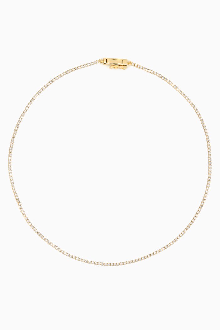 

Classic Thin Tennis Choker in 14kt Gold-plated Sterling Silver, Yellow