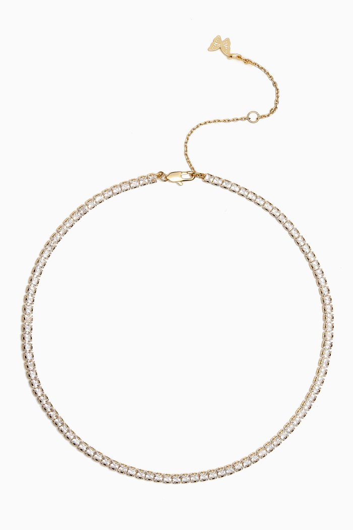 Thin Tennis Choker in Yellow Gold