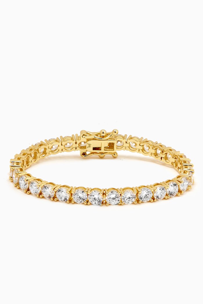 Classic Tennis Bracelet in 14kt Gold-plated Brass, Yellow