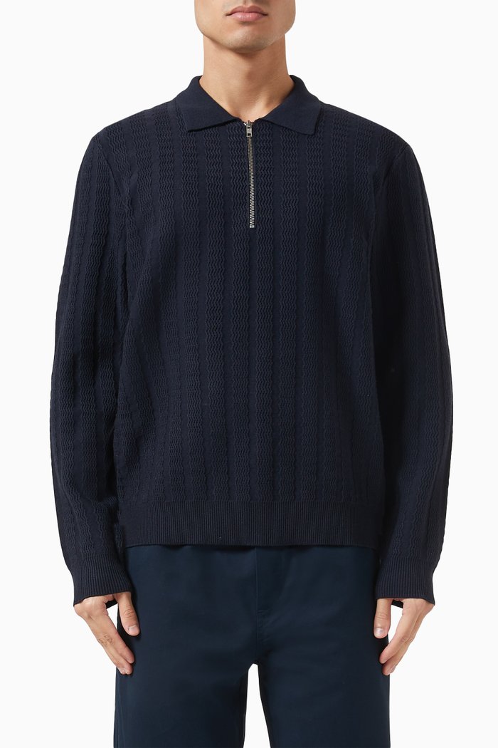 

Gabriel Polo Shirt in EcoVero Viscose Blend Knit, Blue