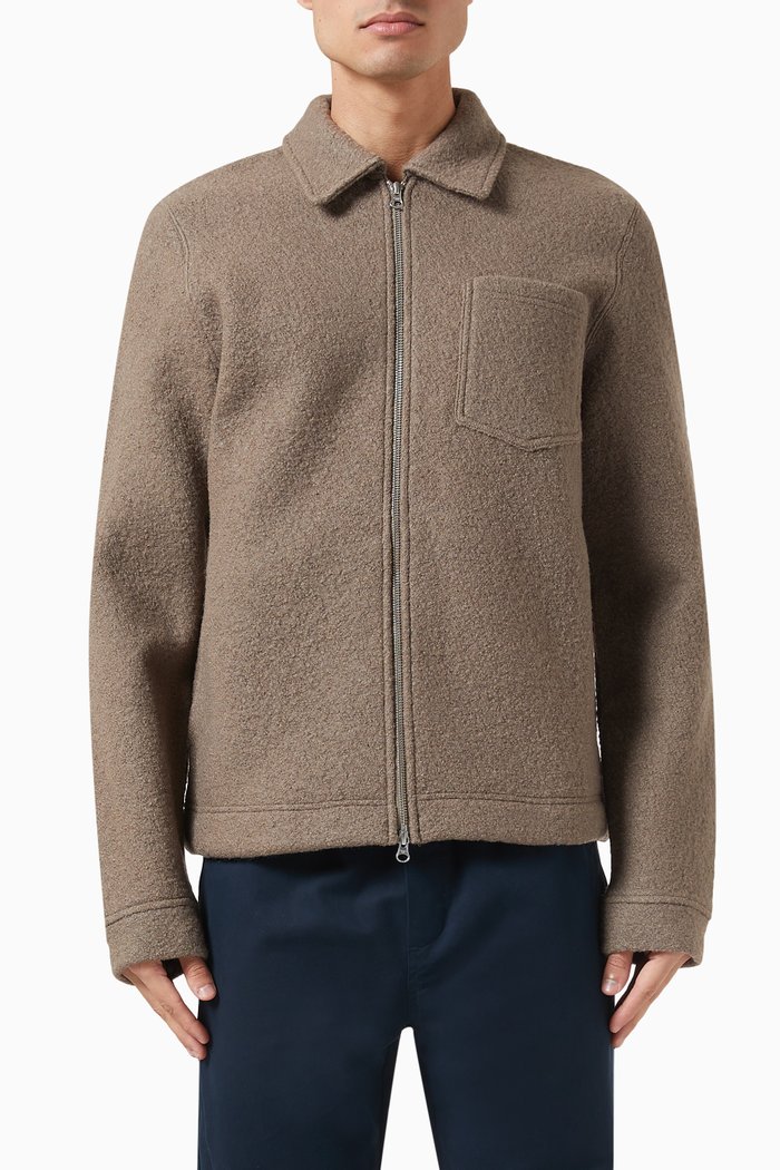 

Hannes Full-zip Cardigan in Recycled Wool, Neutral