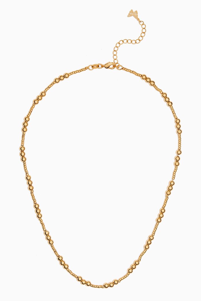 

Dainty Beaded Ball Necklace in 14kt Gold-plated Brass, Yellow