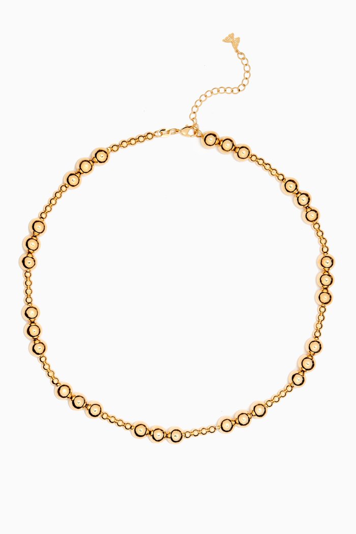 

Dainty Beaded Ball Choker in 14kt Gold-plated Brass, Yellow