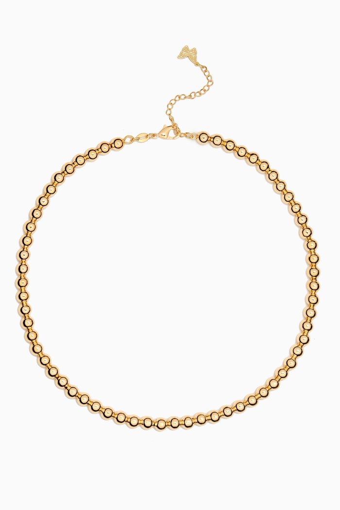 

Chunky Beaded Ball Necklace in 14kt Gold-plated Brass, Yellow
