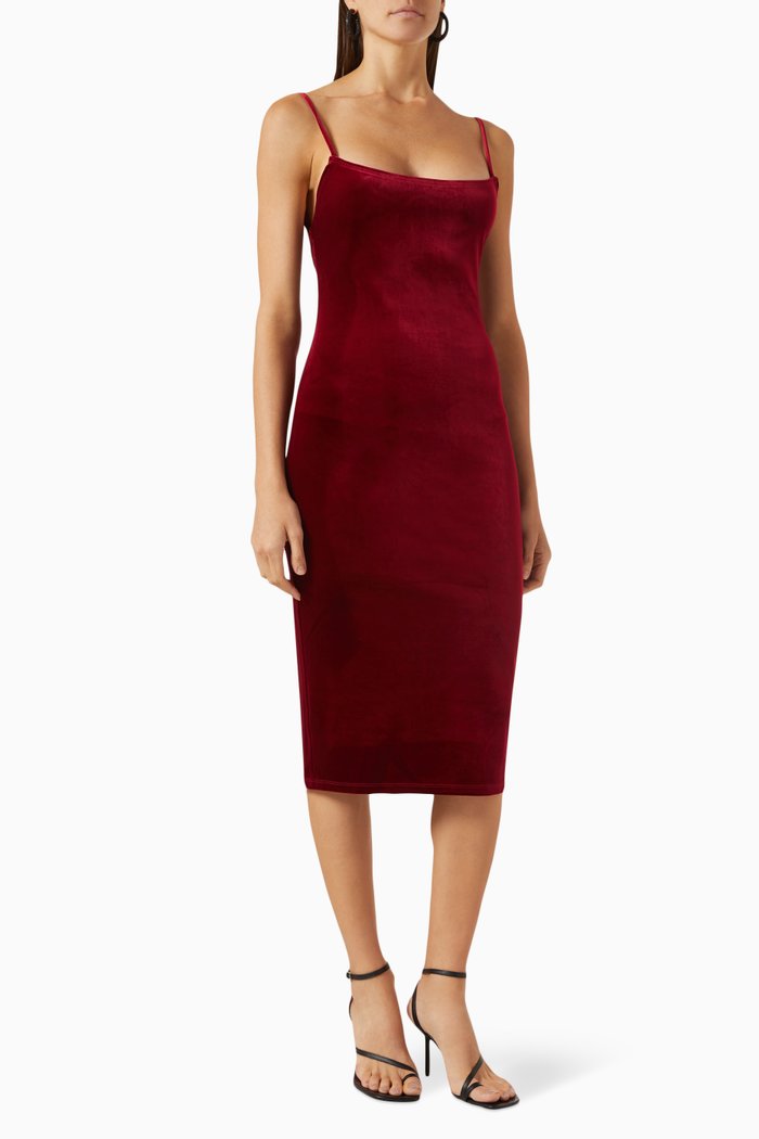 

Merel Knee-length Dress in Velvet, Burgundy