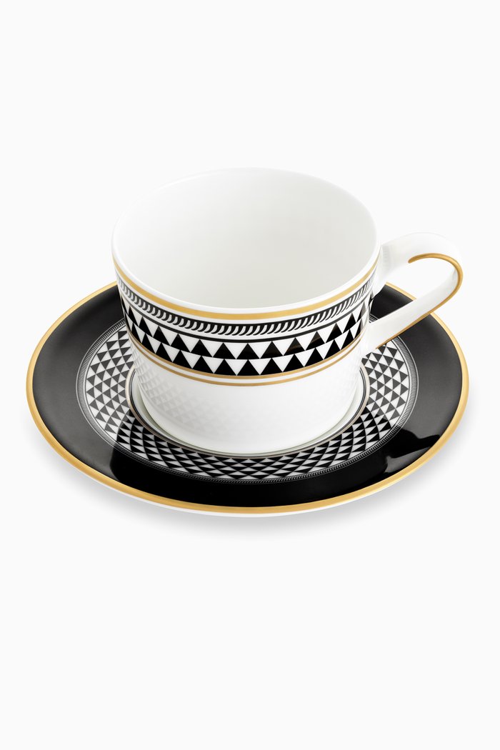 

Mosaiques De Baalbek Teacup & Saucer Set in Fine Bone China, White
