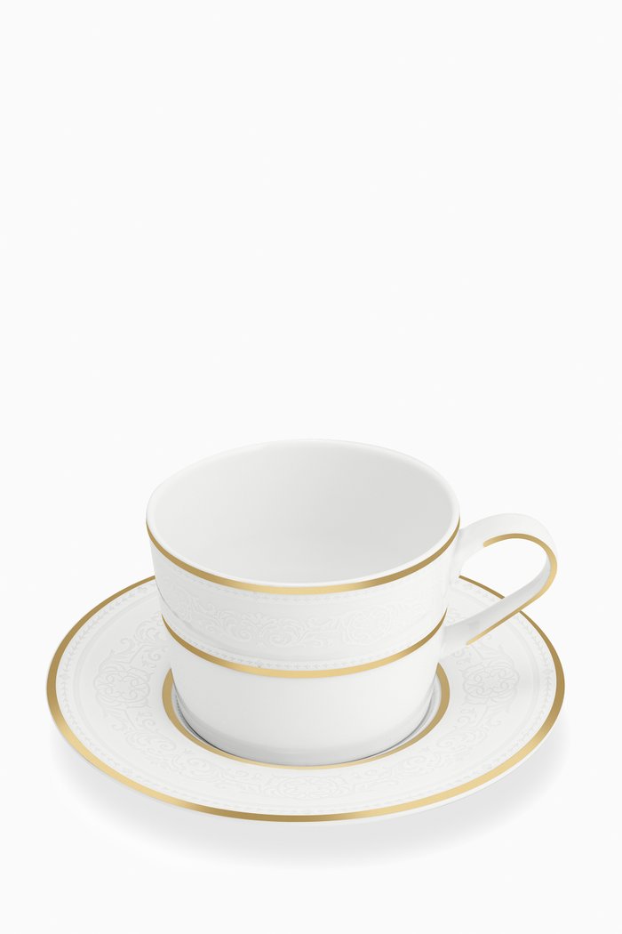 

Mosaiques De Baalbek Teacup & Saucer Set in Fine Bone China, White