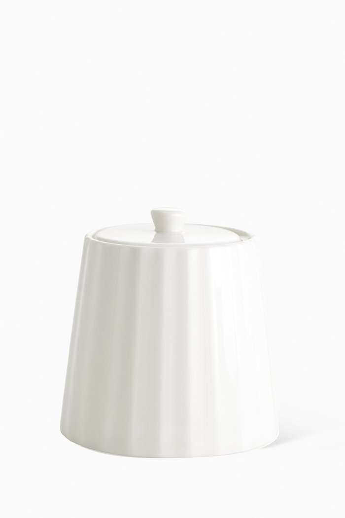 

Ridged Sugar Pot in Fine Bone China, White