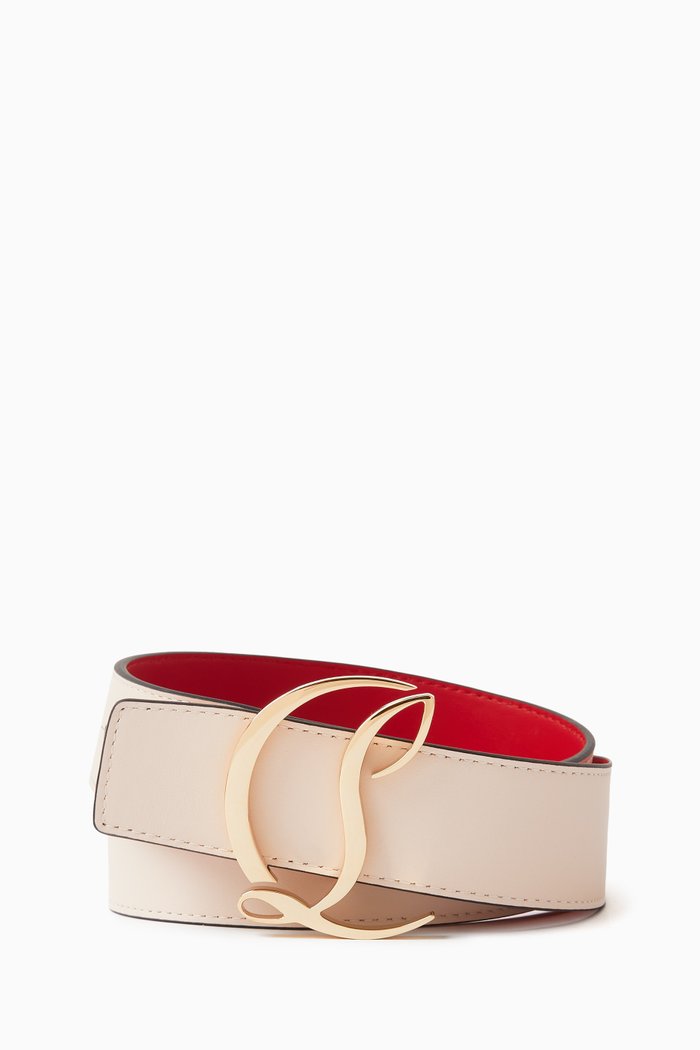 W CL Logo Belt 35 in Calfskin Leather, Neutral