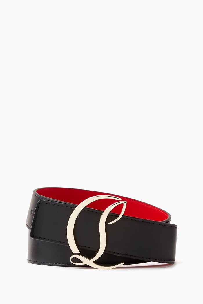 

W CL Logo Belt 35 in Calfskin Leather, Black