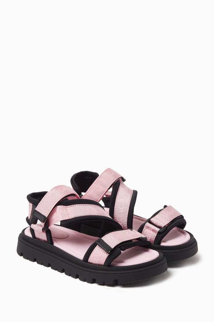 

Logo Sandals in Grosgrain, Pink