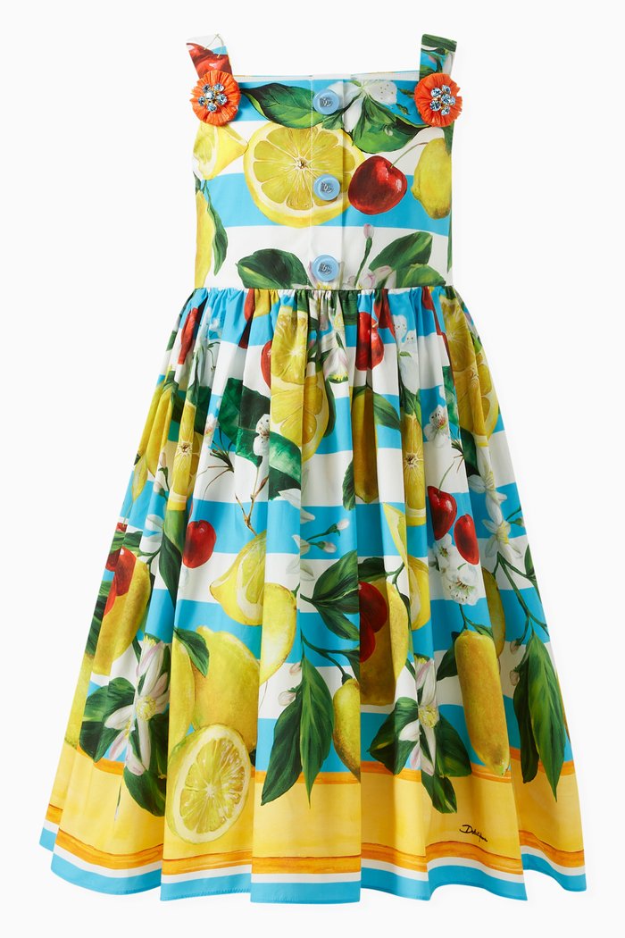 

Printed Sleeveless Dress in Cotton, Multicolour
