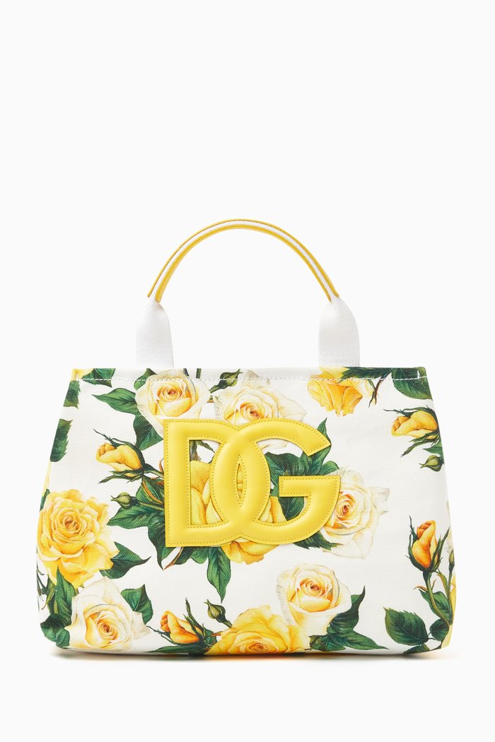 

Printed Shoulder Bag in Canvas, Yellow