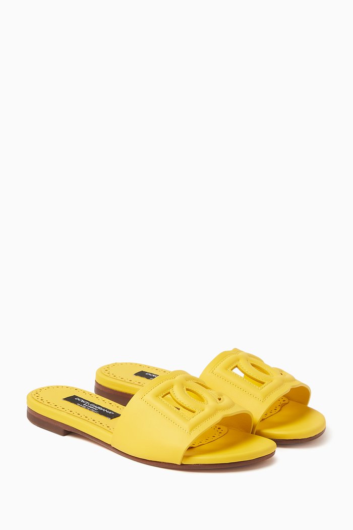 

DG Logo Slides in Calfskin Leather, Yellow