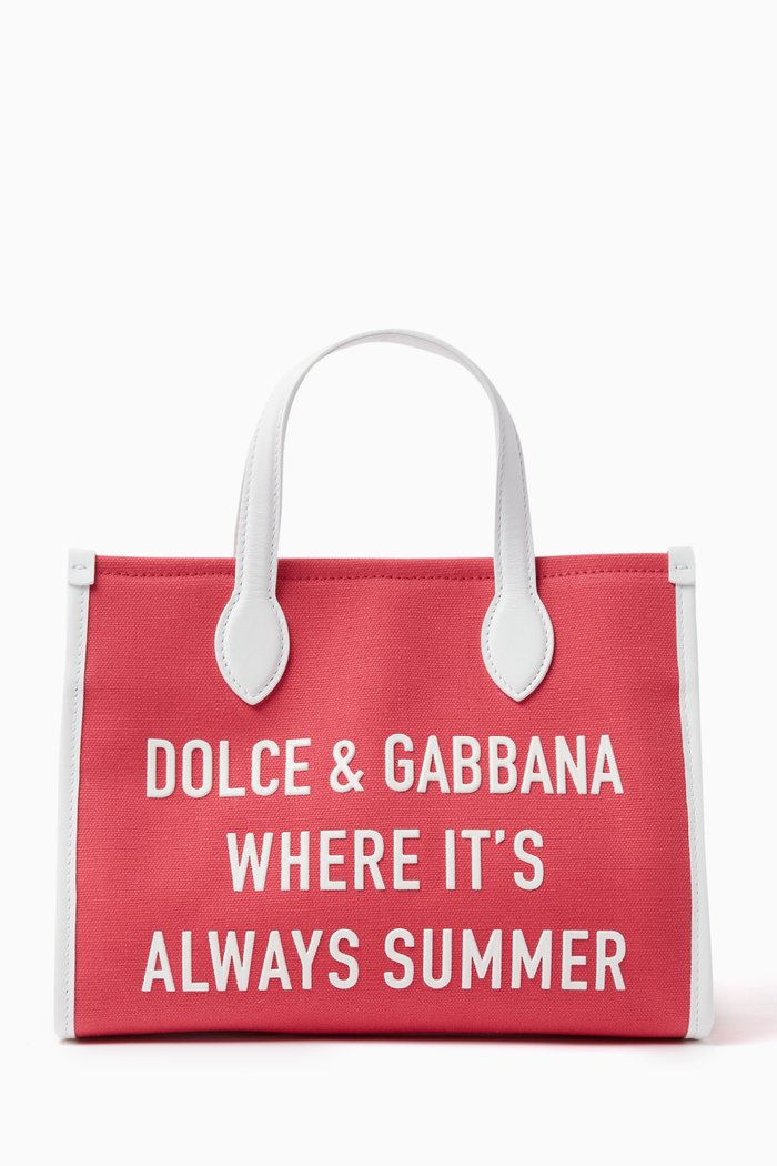 

Slogan-print Tote Bag in Canvas, Pink