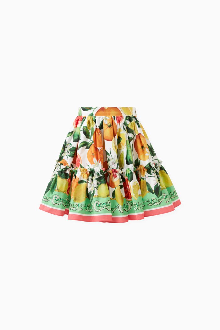 

Tiered Skirt in Cotton, Green