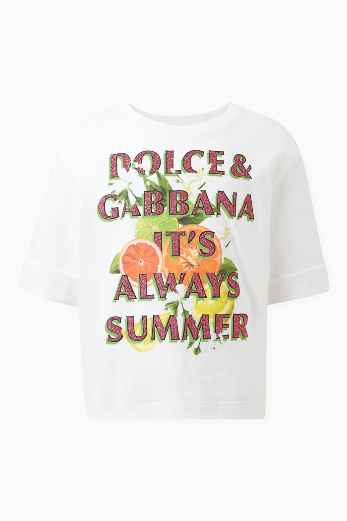 

Glitter Slogan-print T-shirt in Cotton, White