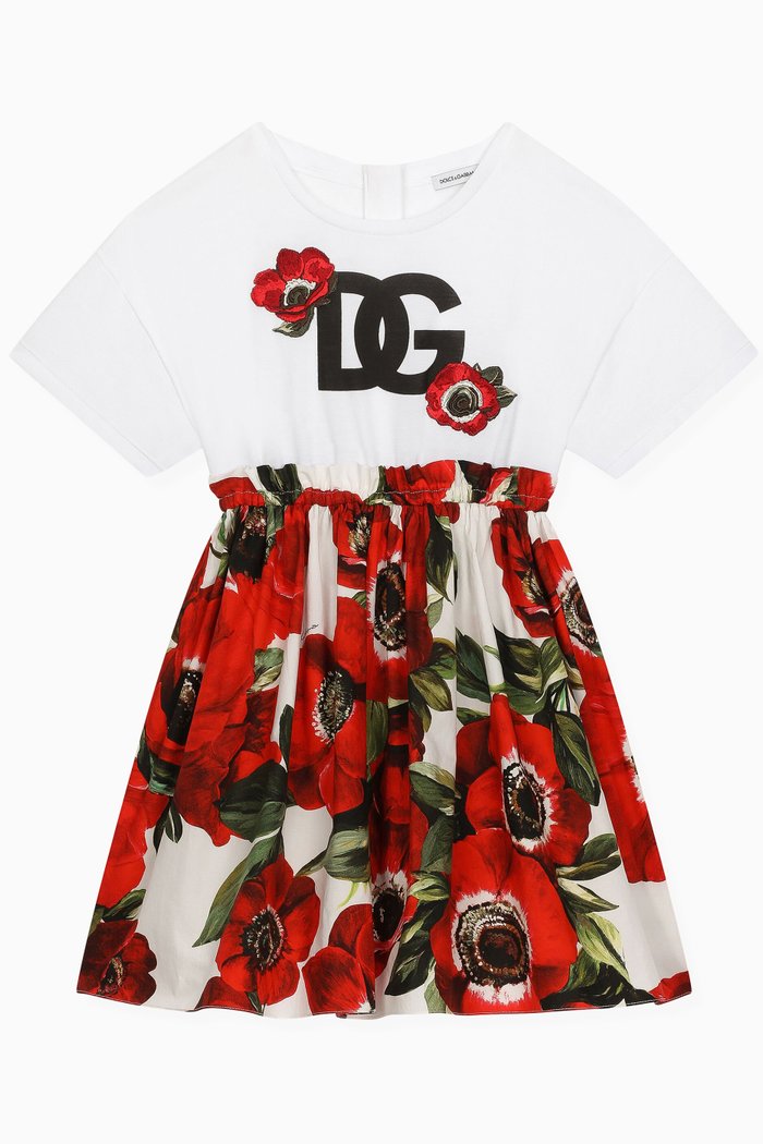

Anemone-print T-shirt Dress in Cotton, Red