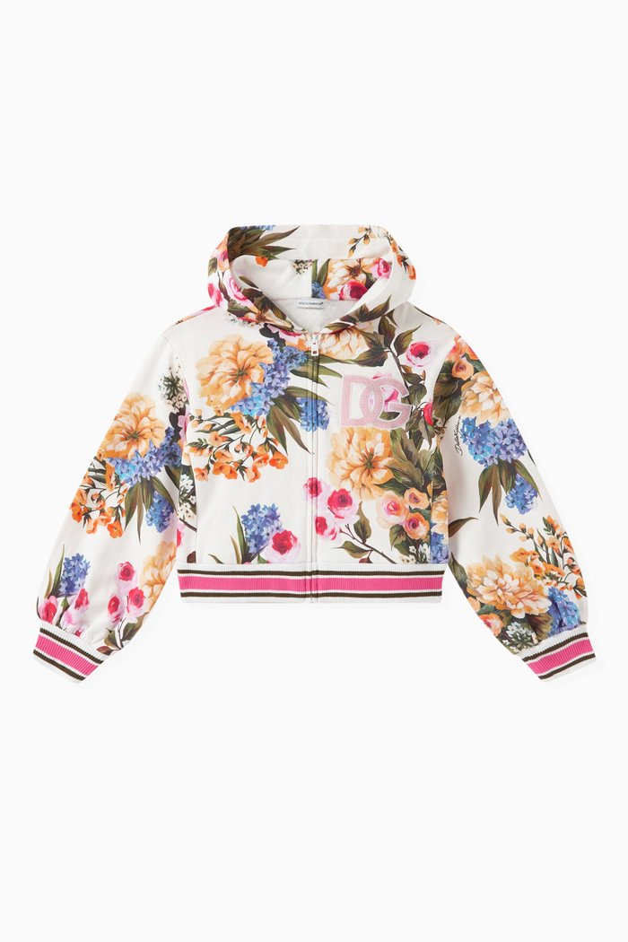 

Garden Print Zip-up Hoodie in Jersey, Multicolour