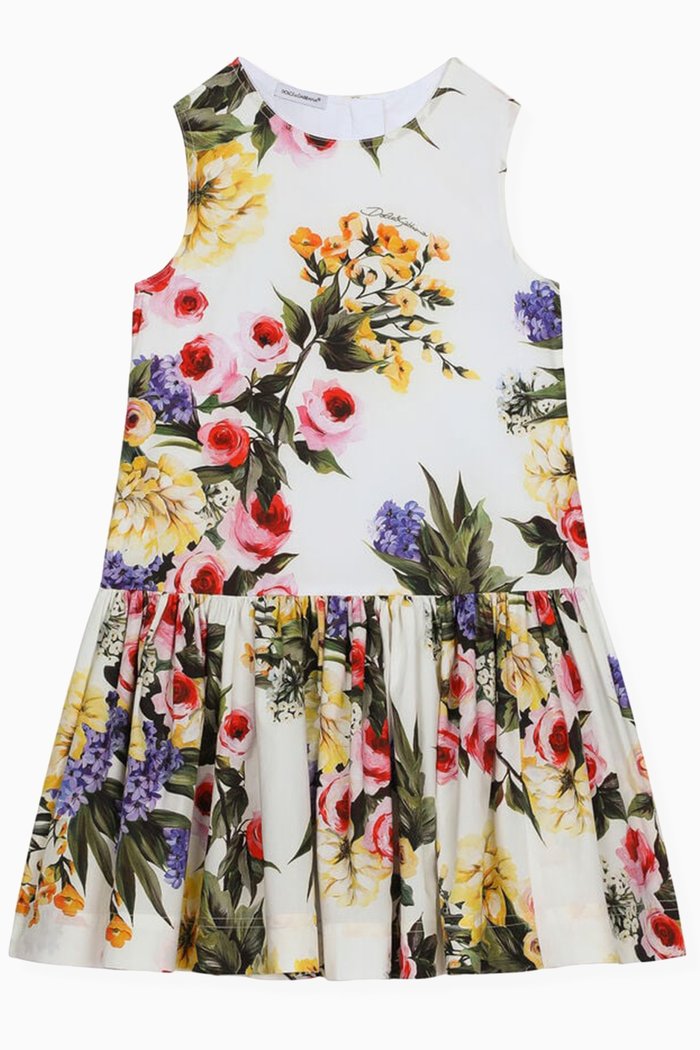 

Garden-print Midi Dress in Cotton-poplin, Multicolour