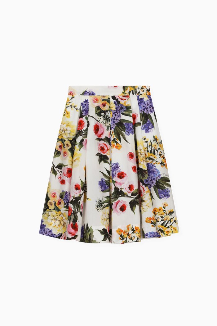 

Garden-print Midi Skirt in Cotton-poplin, Multicolour
