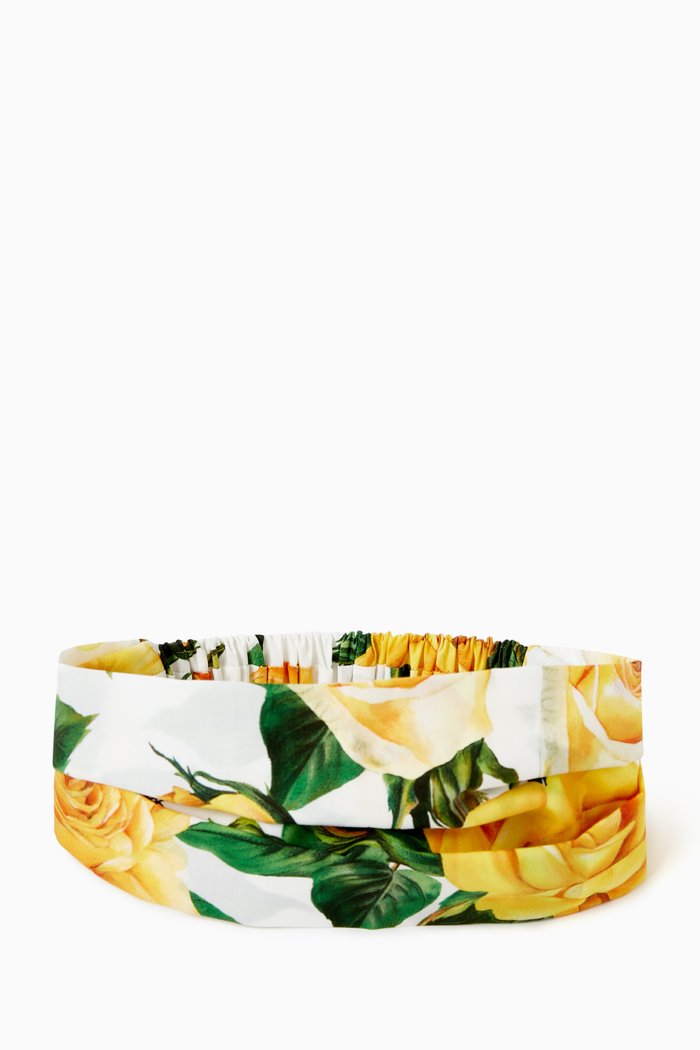 

Rose-print Headband in Cotton, Yellow