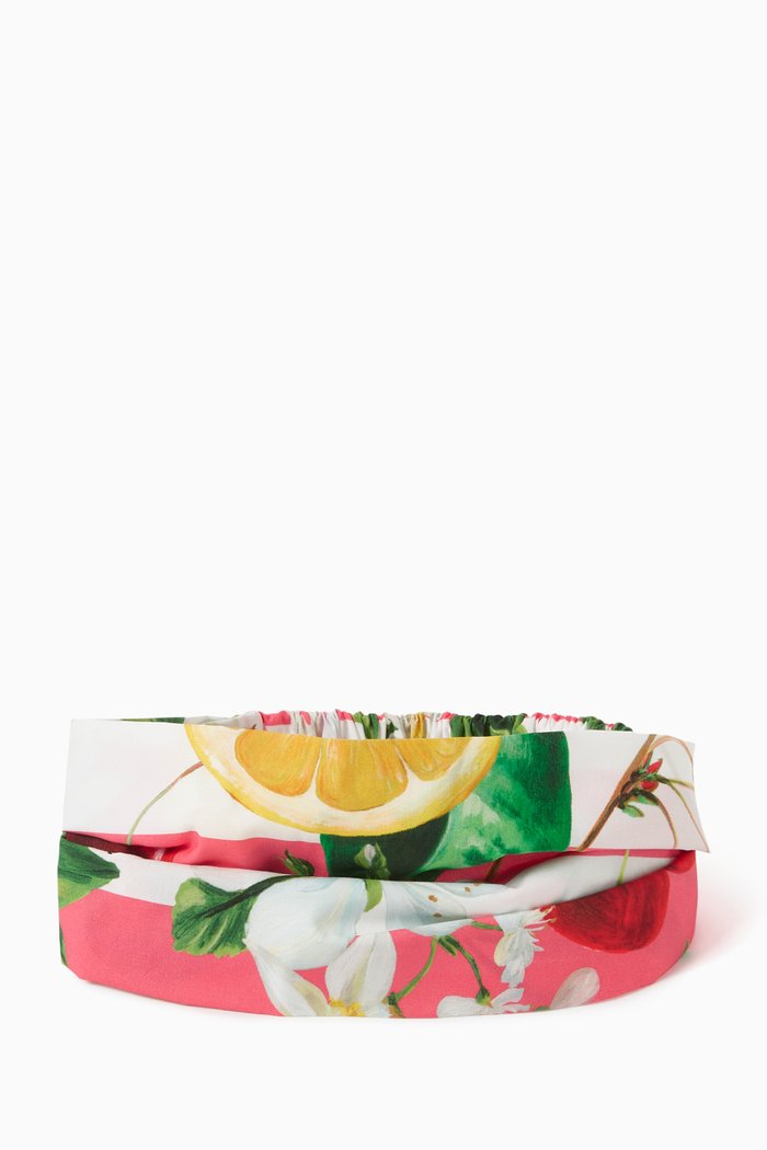 

Lemon & Cherry-print Bandana Band in Poplin, Multicolour
