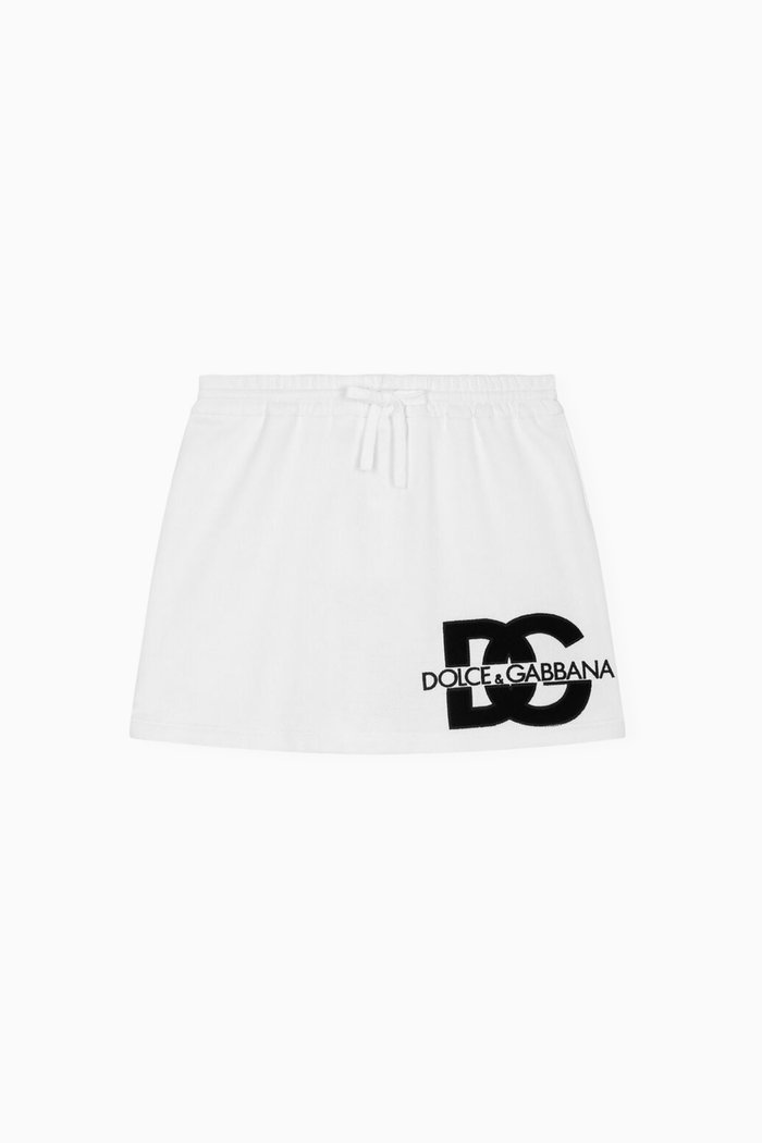 

DG Logo-print Skirt in Cotton-jersey, White
