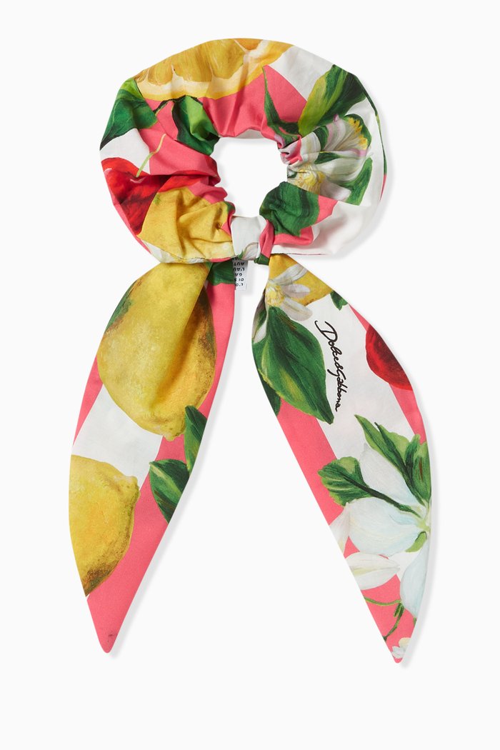 

Floral & Fruit-print Scrunchie in Cotton, Multicolour