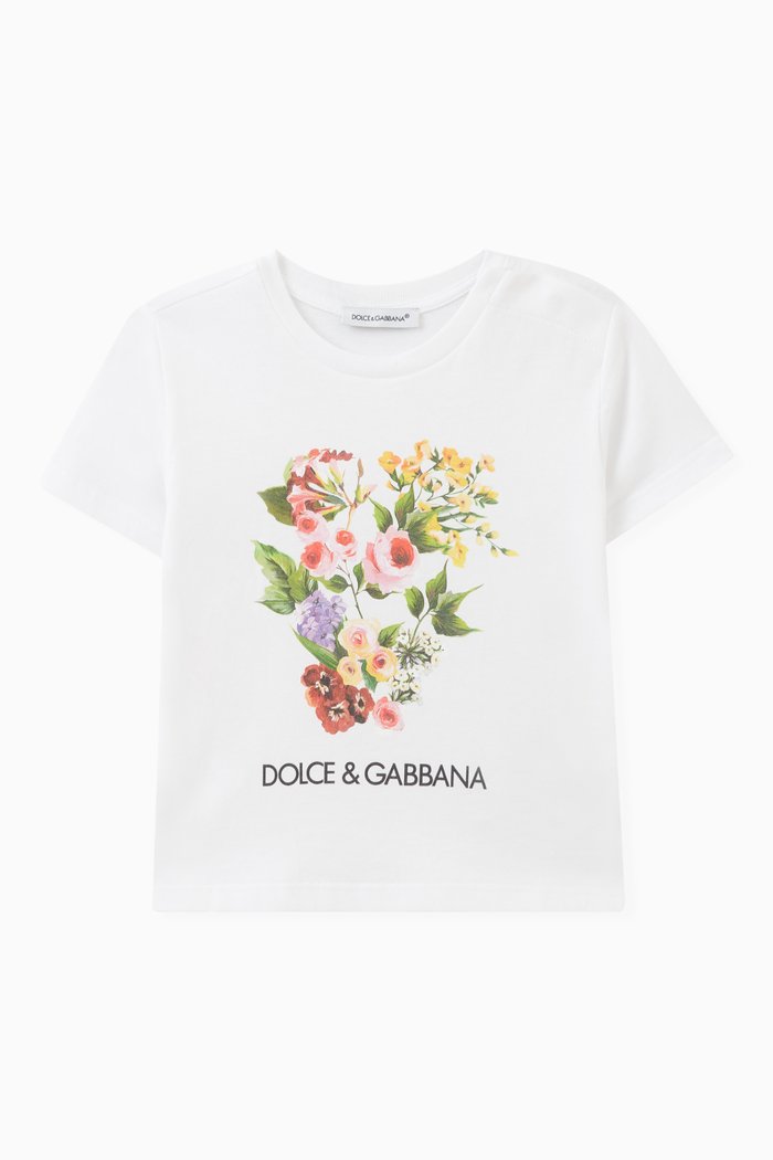 

Floral-print Logo T-shirt in Cotton Jersey, White