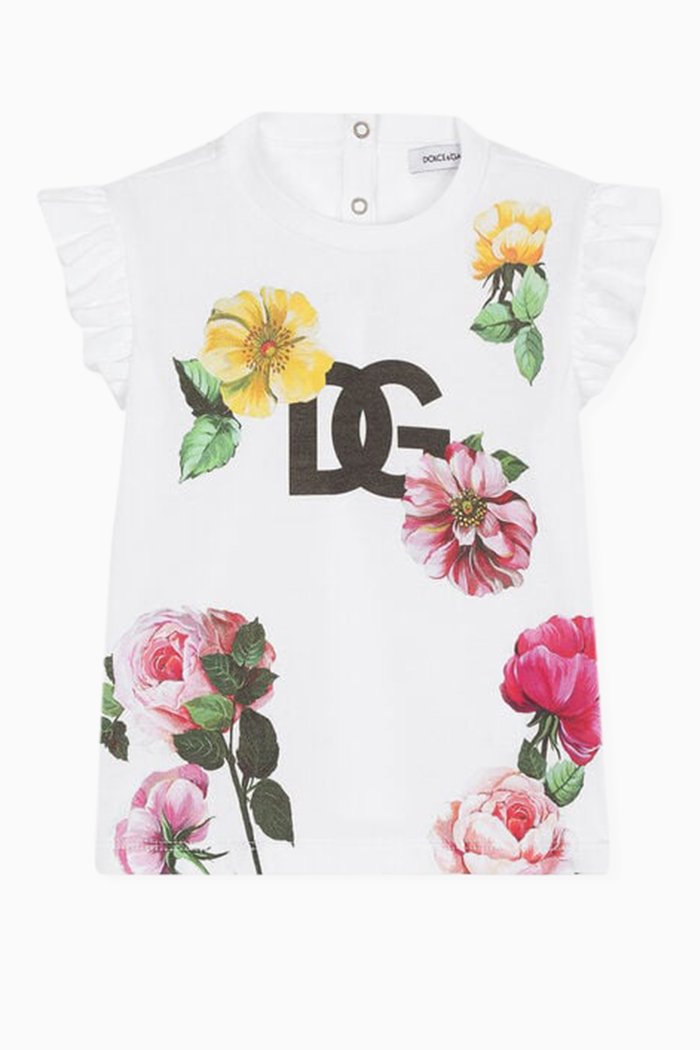 

All-over Floral Logo T-shirt in Cotton-jersey, White