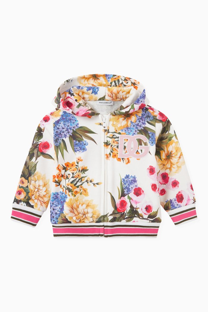 

Garden-print Hoodie in Cotton-jersey, Multicolour