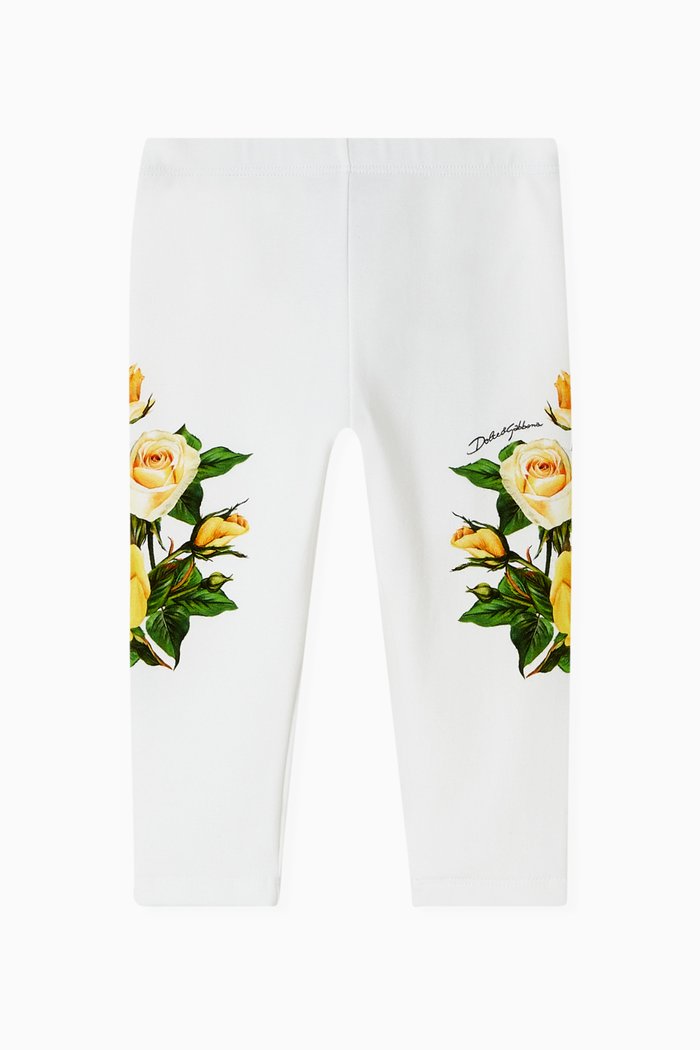 

Rose-print Leggings in Cotton, Yellow