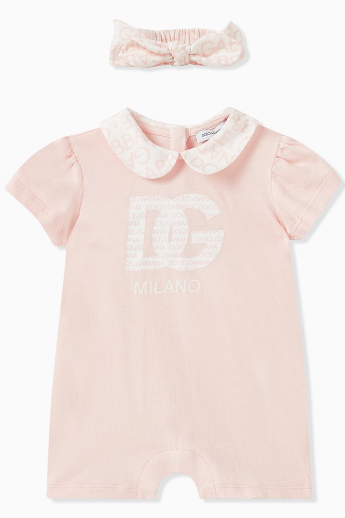

Romper and Bow Gift Set in Cotton, Pink