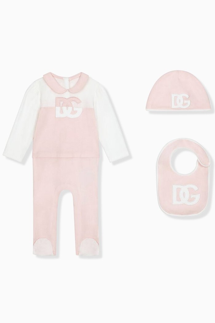 

Romper, Hat and Bib Gift Set in Cotton, Red
