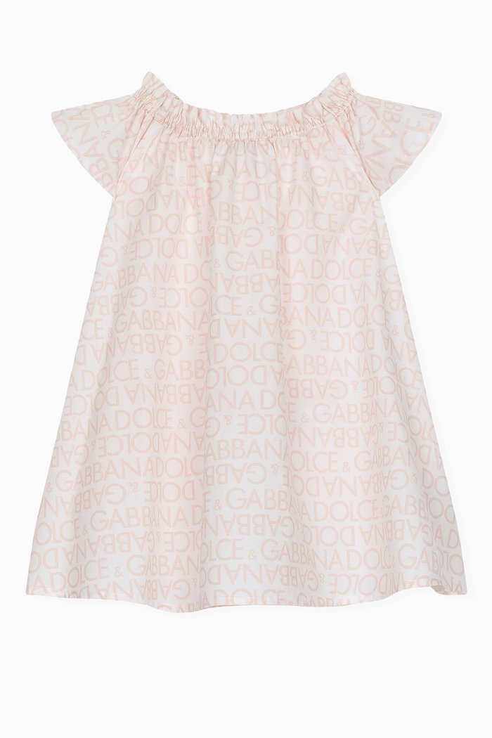 

All-over Logo-print Dress in Cotton-poplin, Pink