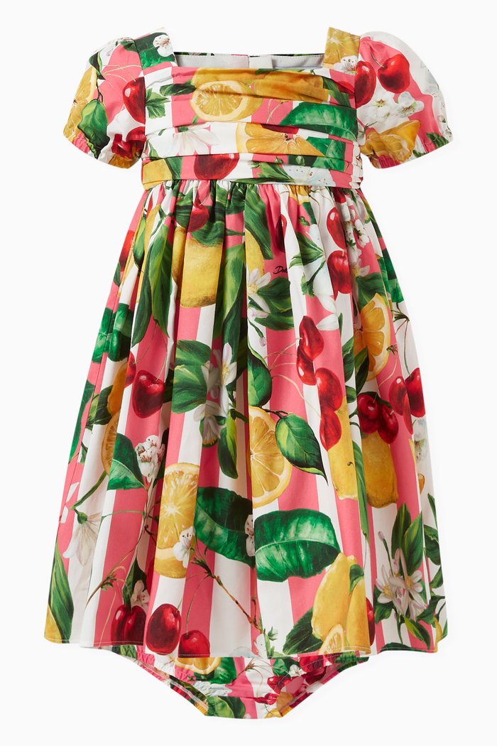 

All-over Print Dress in Cotton Poplin, Multicolour